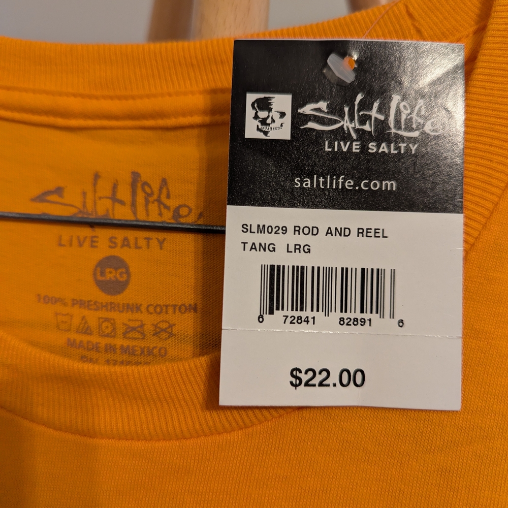 Salt Life Men's Short Sleeve Pocket Tee in Bright Orange - Picture 2 of 3